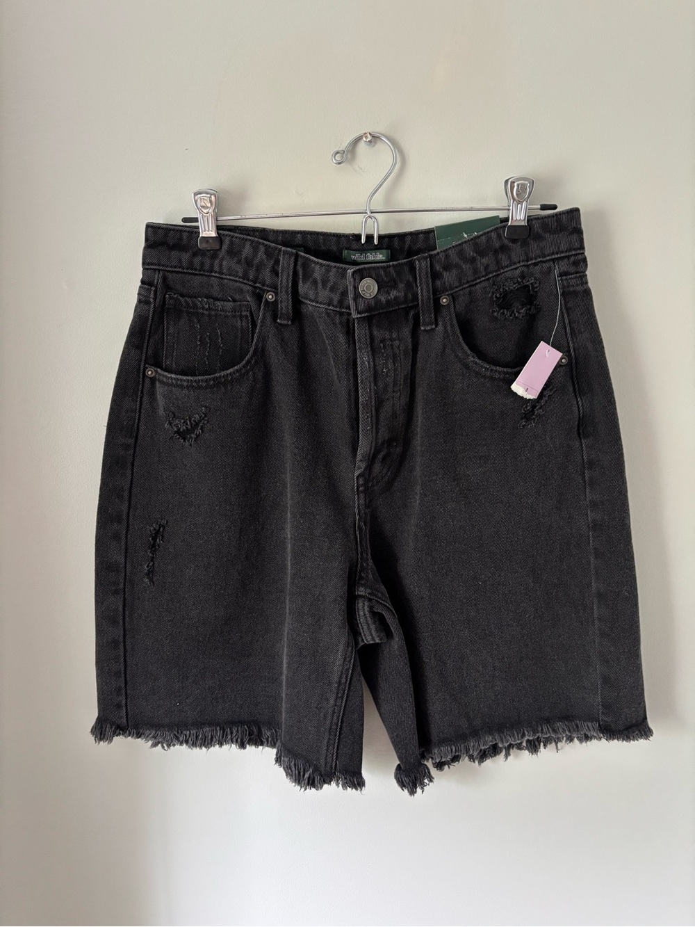 Black Distressed Denim Shorts NWT wild fable 8